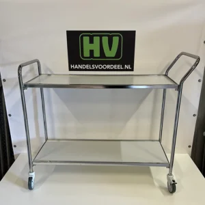 Etagewagen met 2 houten legborden – Draagvermogen 150 kg