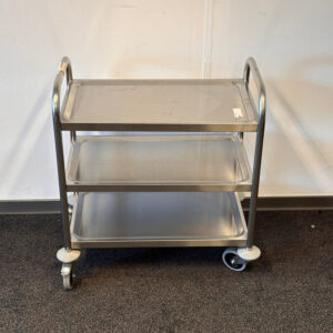 Rvs trolley met 3 plateaus – Kongamek