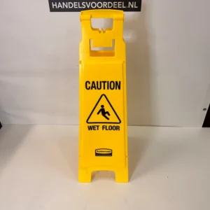 Waarschuwingsbord Rubbermaid vierzijdig Engels 97cm geel