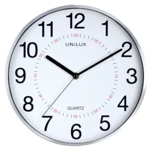 Wandklok Unilux Aria Ø30,5cm zilvergrijs/wit cijferaanduiding