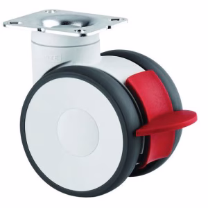 Zwenkwiel met plaat en rem – Draagvermogen 110 kg – 4 Stuks